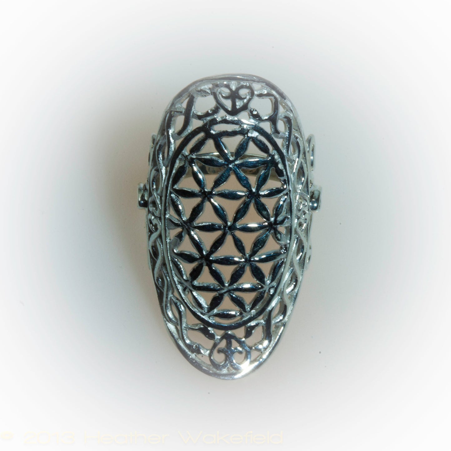 Flower of Life Ring - Long - Sterling Silver