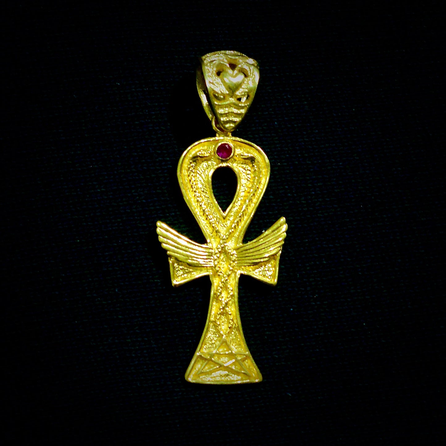 Ankh Caduceus Talisman Small Liquid Fire Mantra