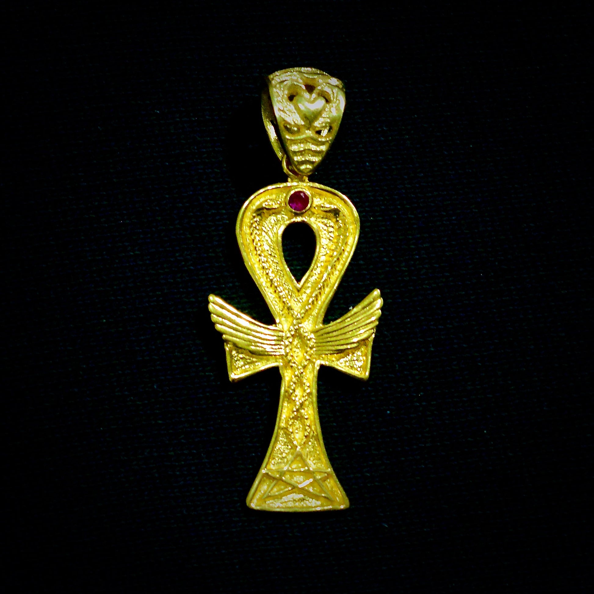 Ankh Caduceus Talisman Small Liquid Fire Mantra