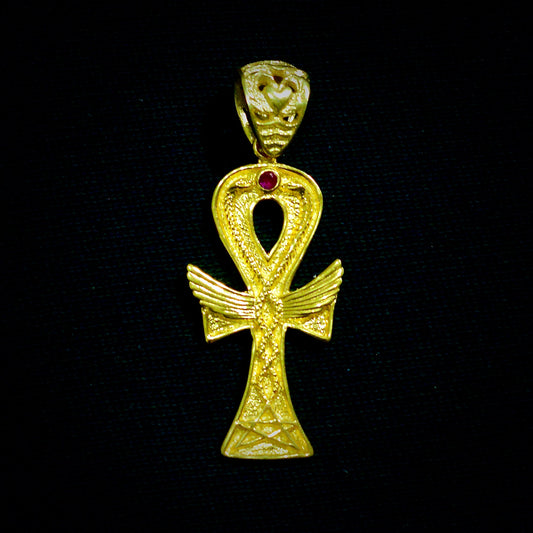 Ankh Caduceus Talisman Small Liquid Fire Mantra