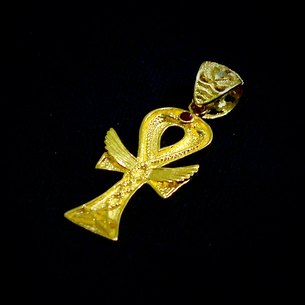 Ankh Caduceus Talisman Small Liquid Fire Mantra