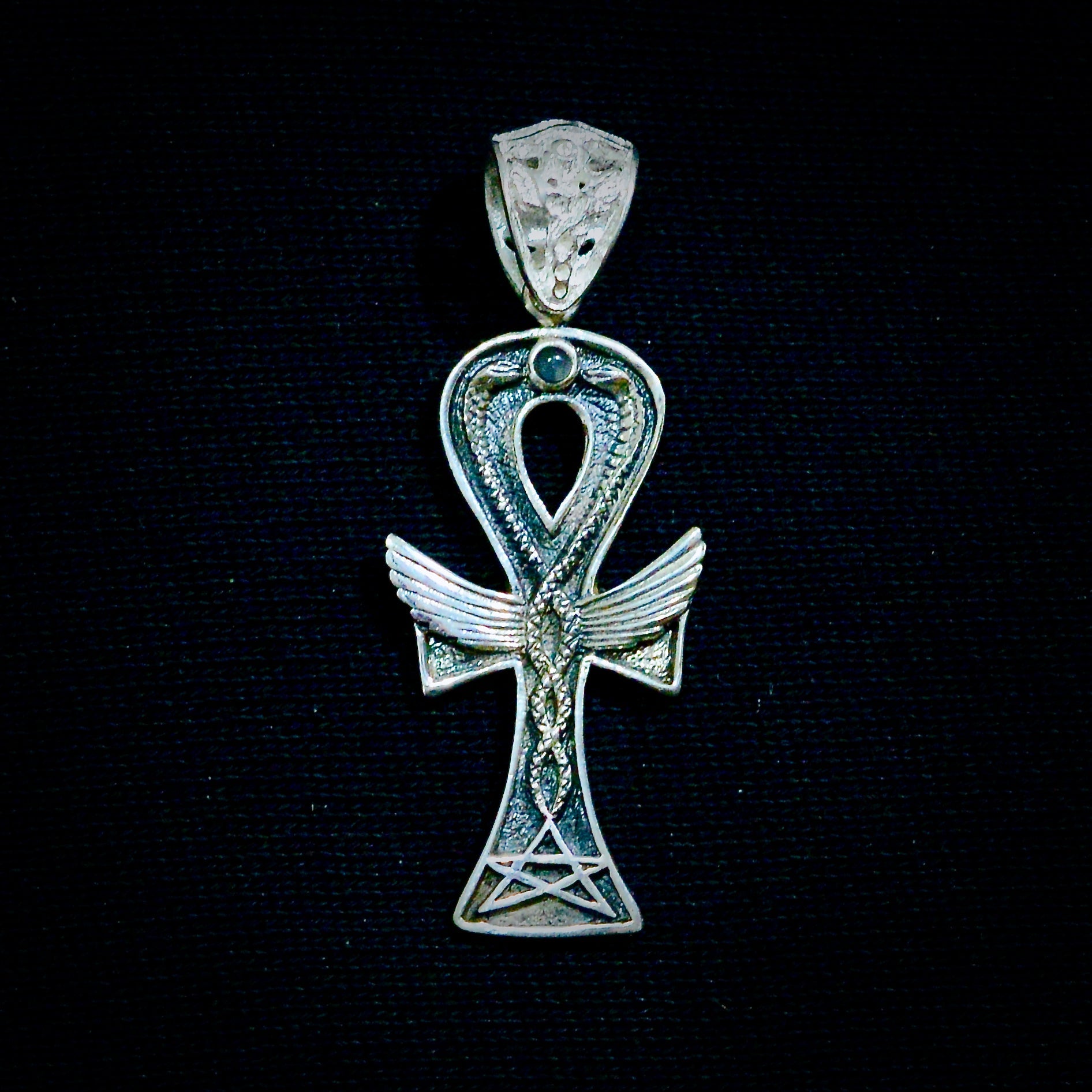 Ankh Caduceus Talisman Small Liquid Fire Mantra