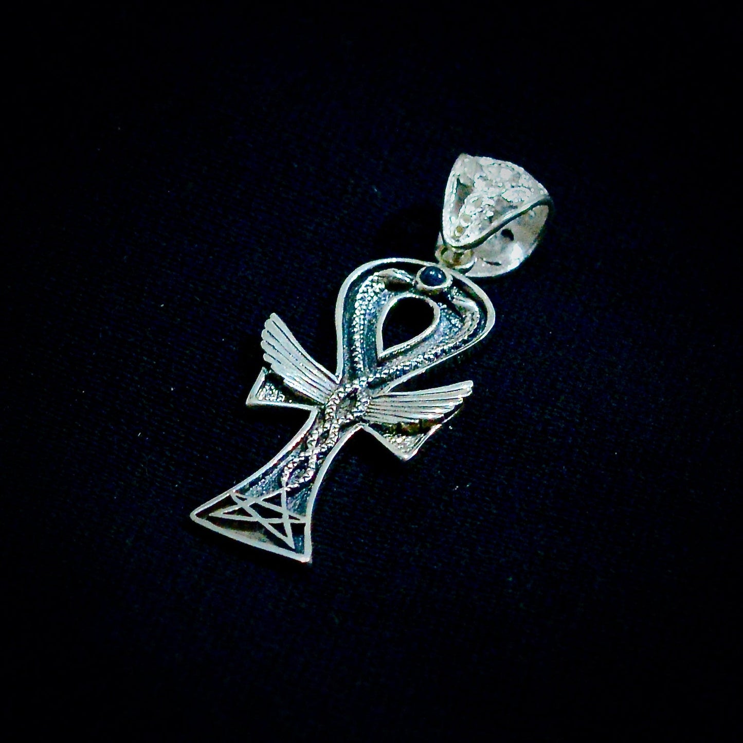 Ankh Caduceus Talisman Small Liquid Fire Mantra