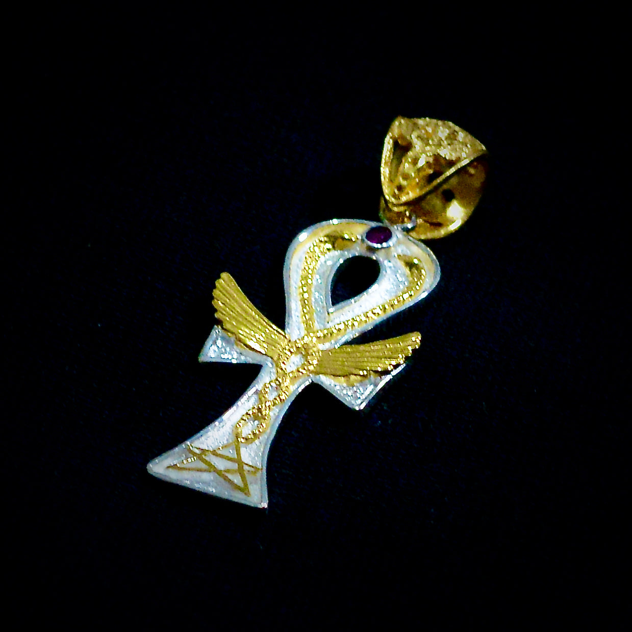 Ankh Caduceus Talisman Small Liquid Fire Mantra