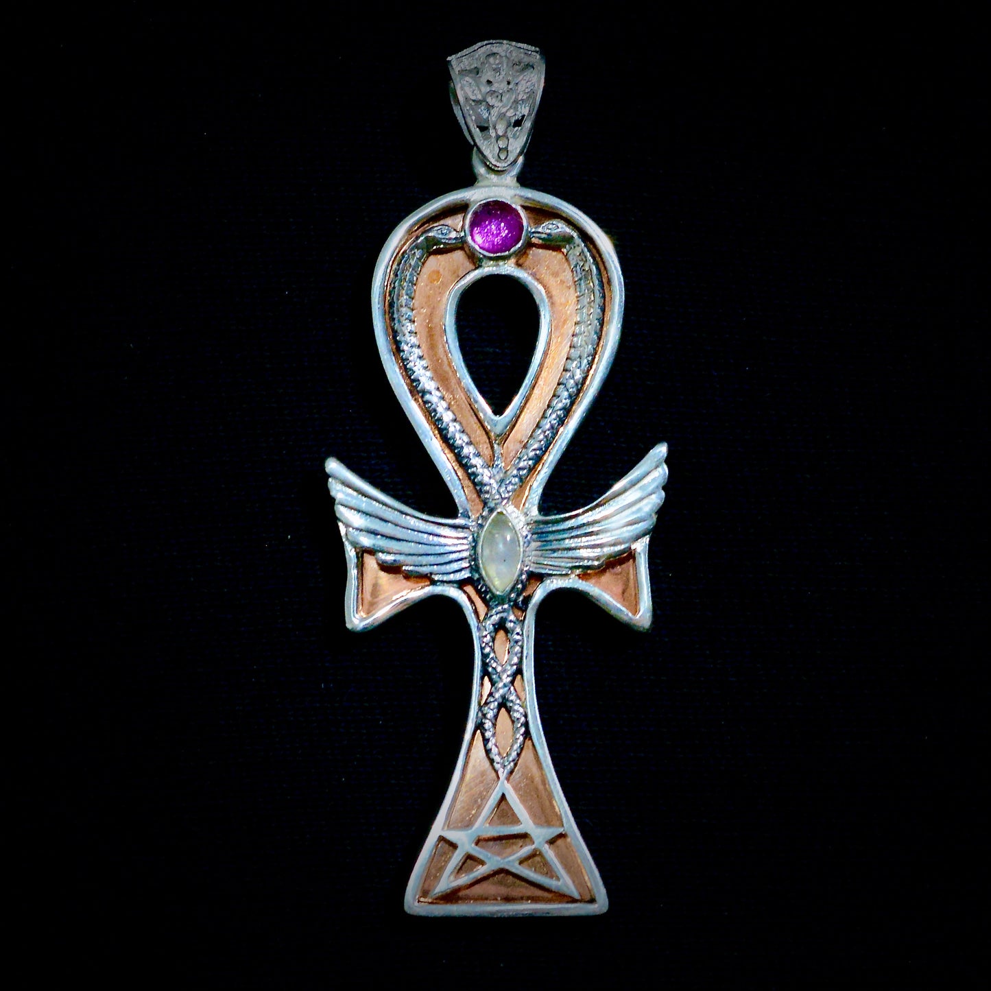 Ankh Caduceus Talisman Liquid Fire Mantra