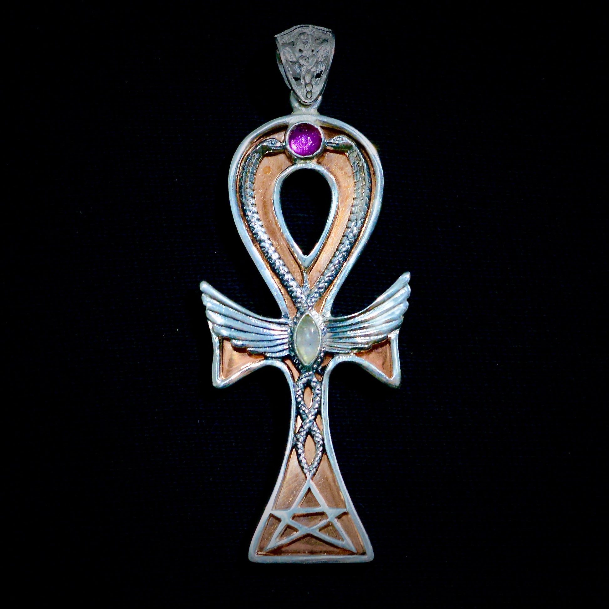 Ankh Caduceus Talisman Liquid Fire Mantra