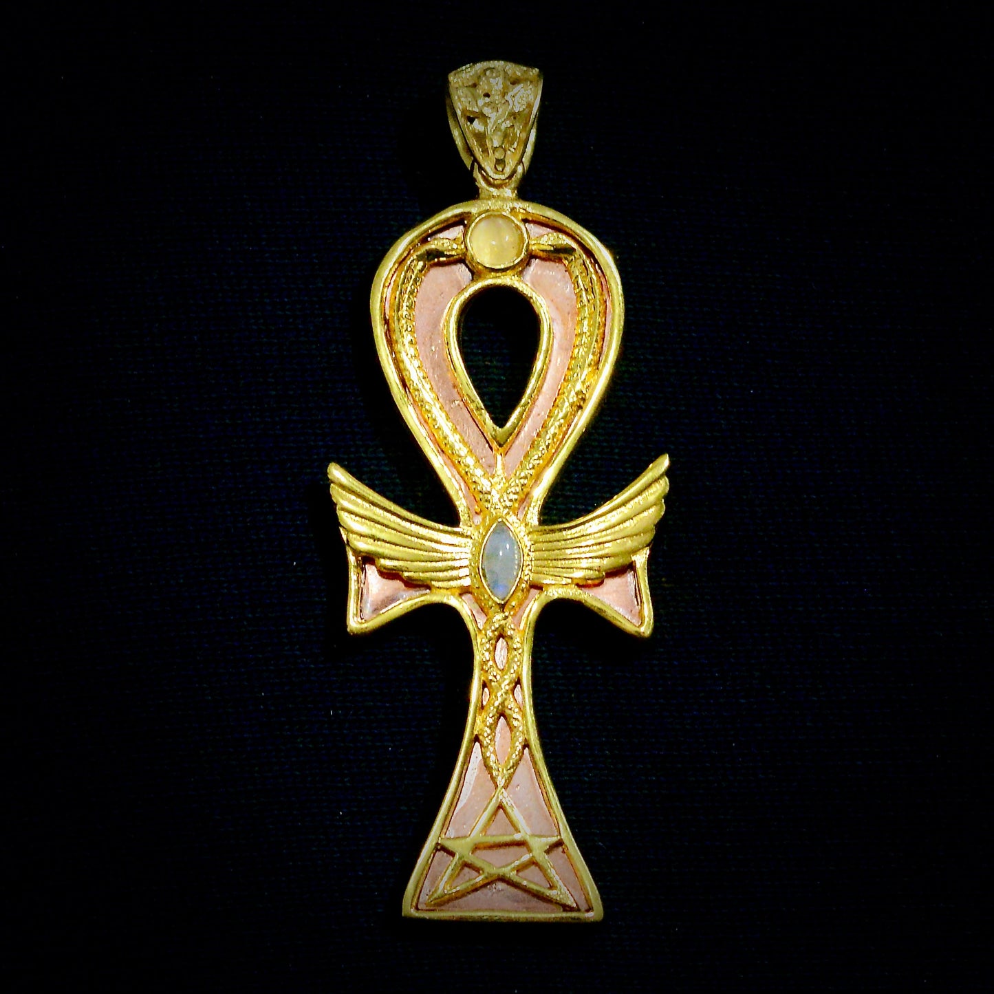 Ankh Caduceus Talisman Liquid Fire Mantra