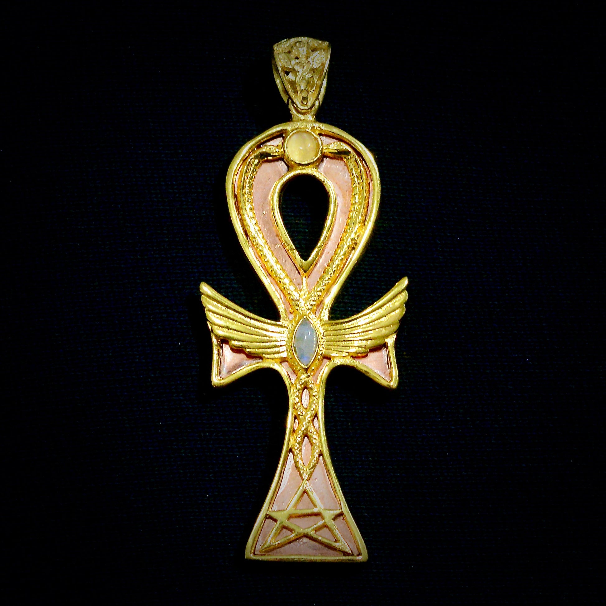 Ankh Caduceus Talisman Liquid Fire Mantra