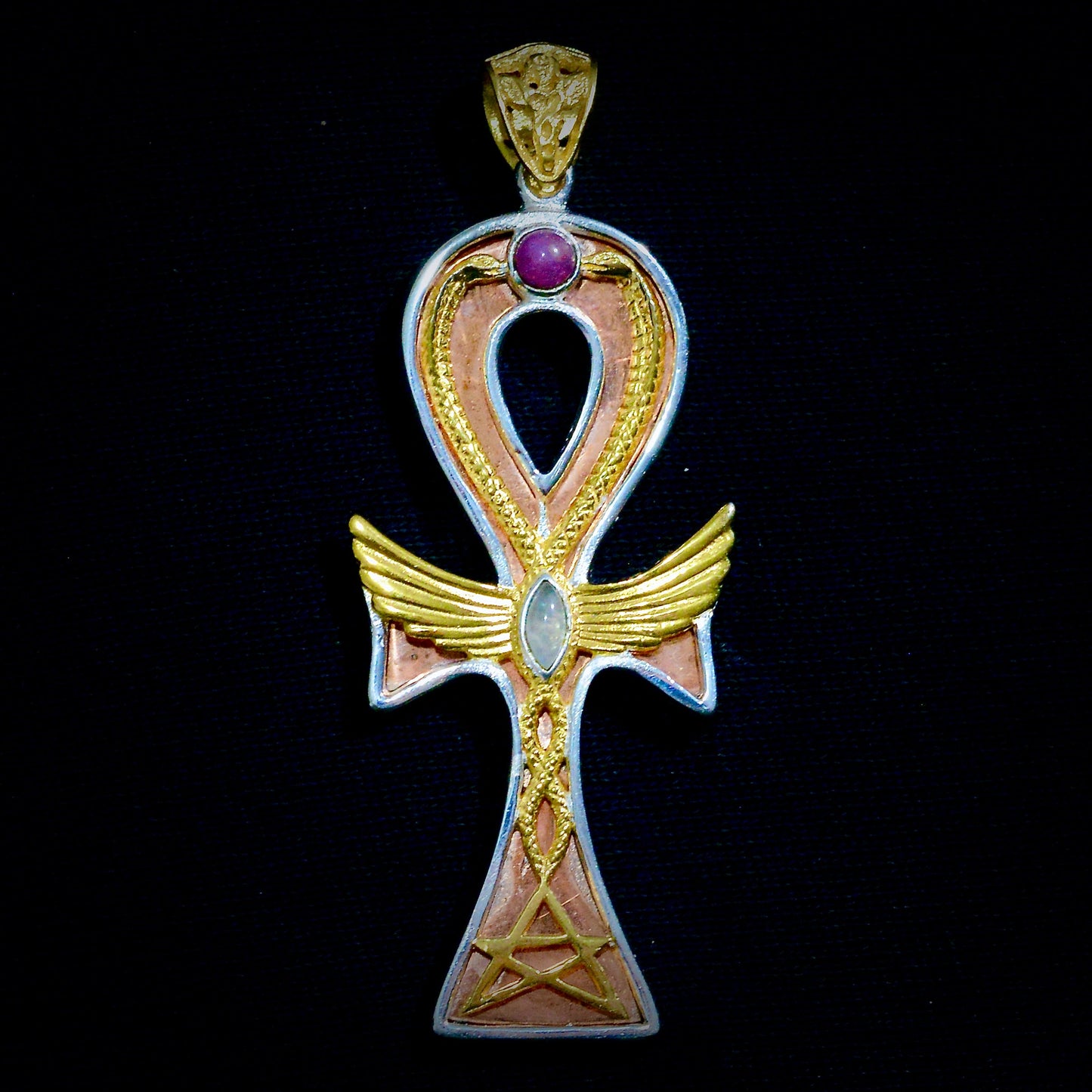 Ankh Caduceus Talisman Liquid Fire Mantra