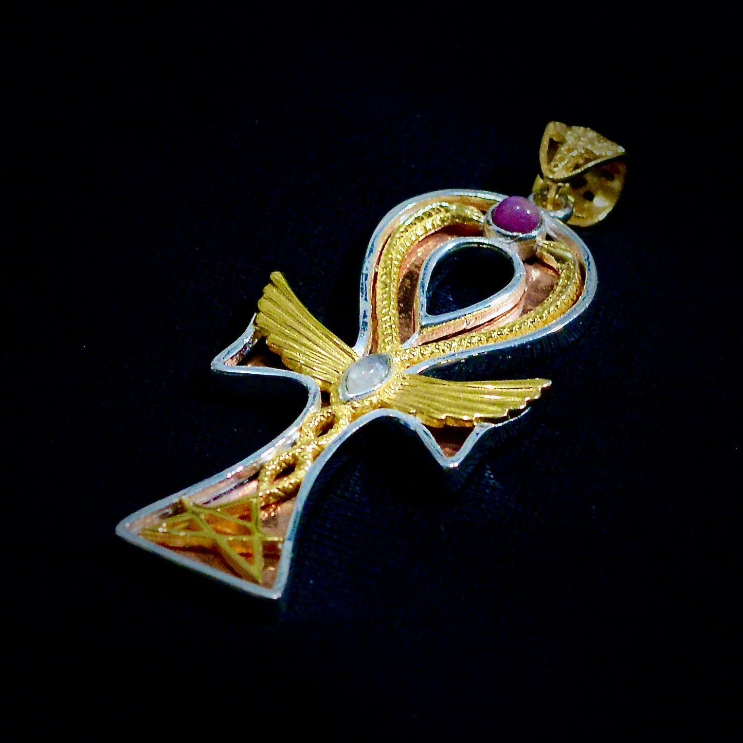 Ankh Caduceus Talisman Liquid Fire Mantra