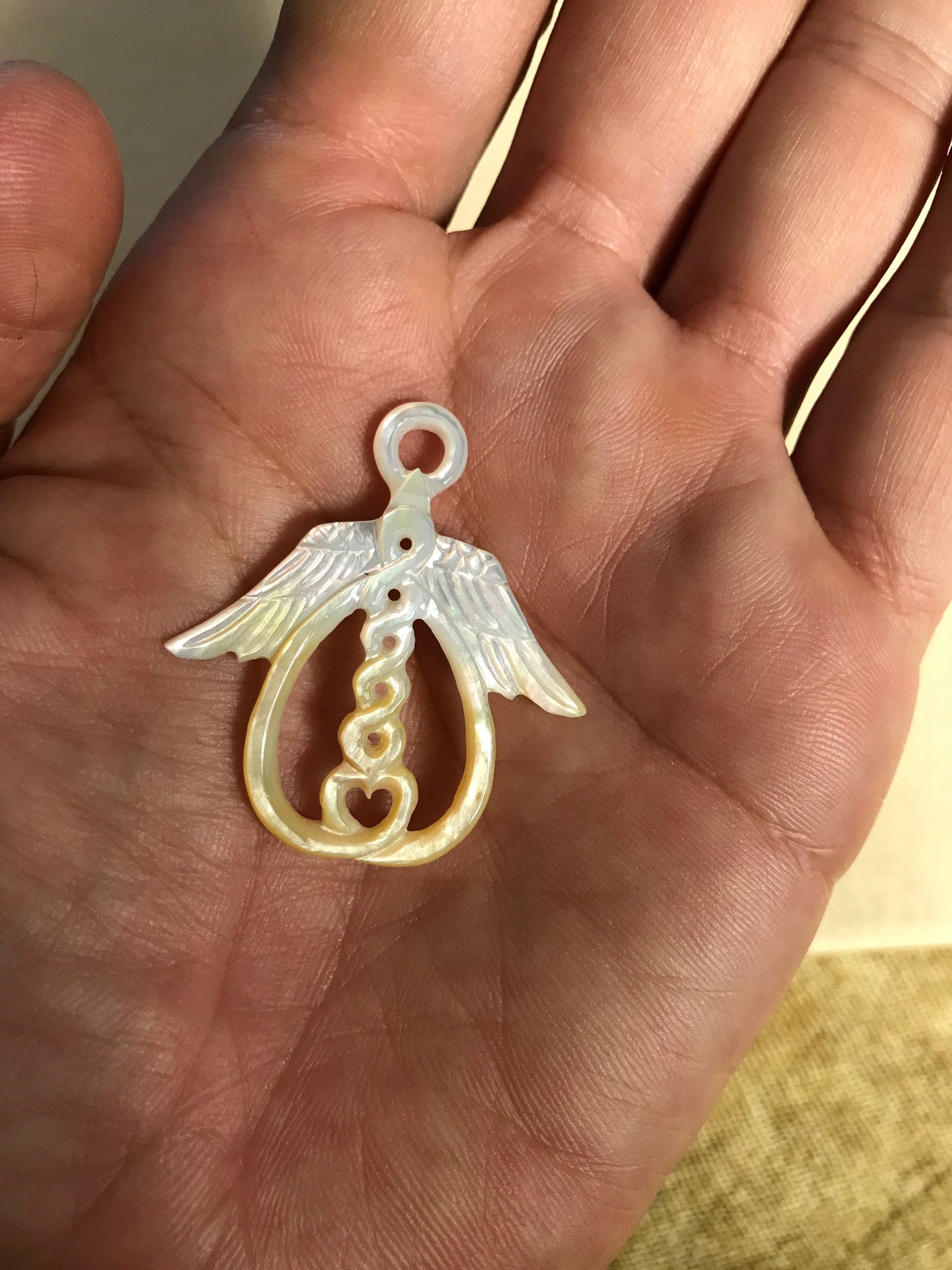 Guardian Angel Pendant - Light Mother of Pearl