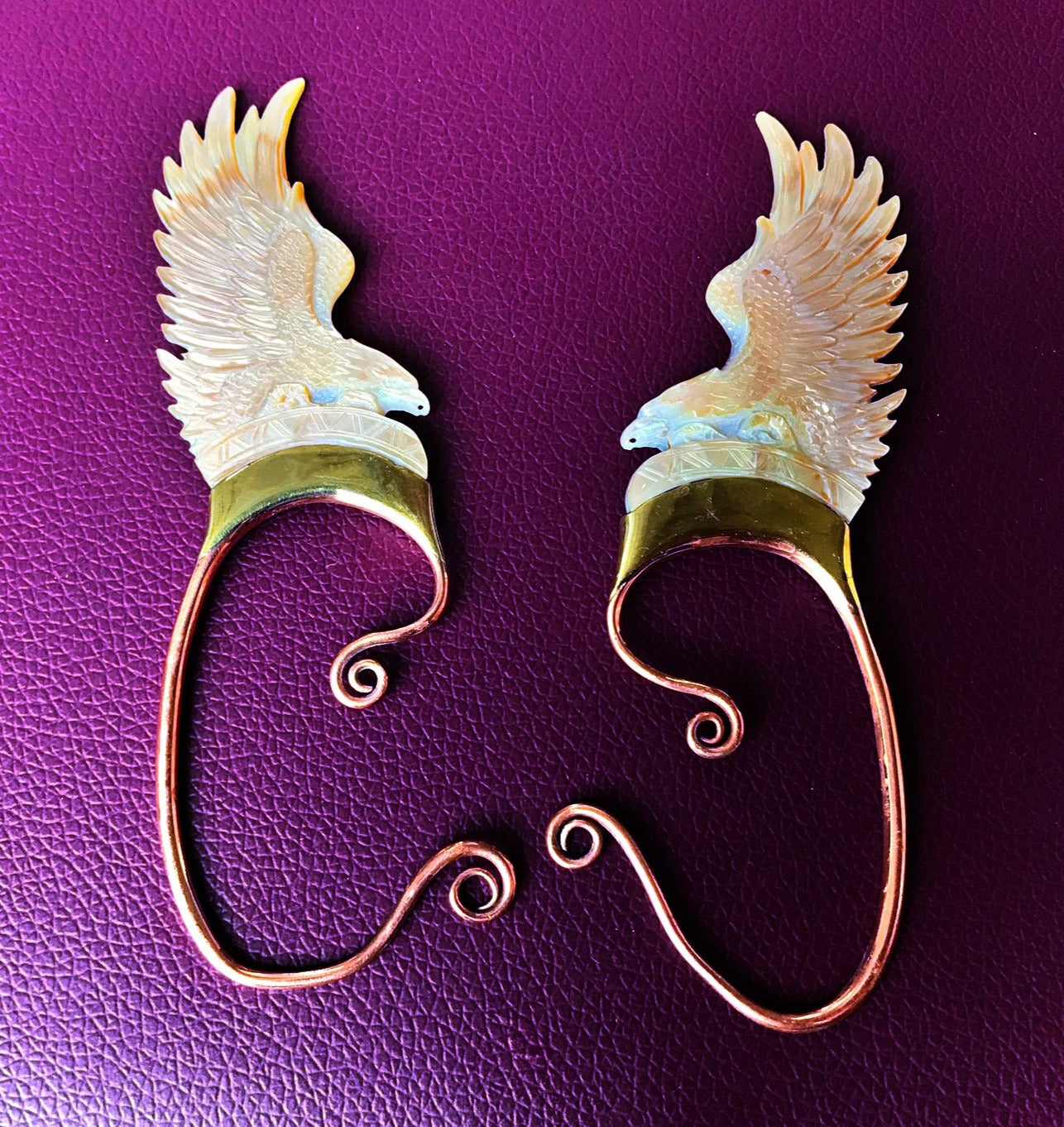 Eagle Wing Ear Cuffs - Light Mother of Pearl