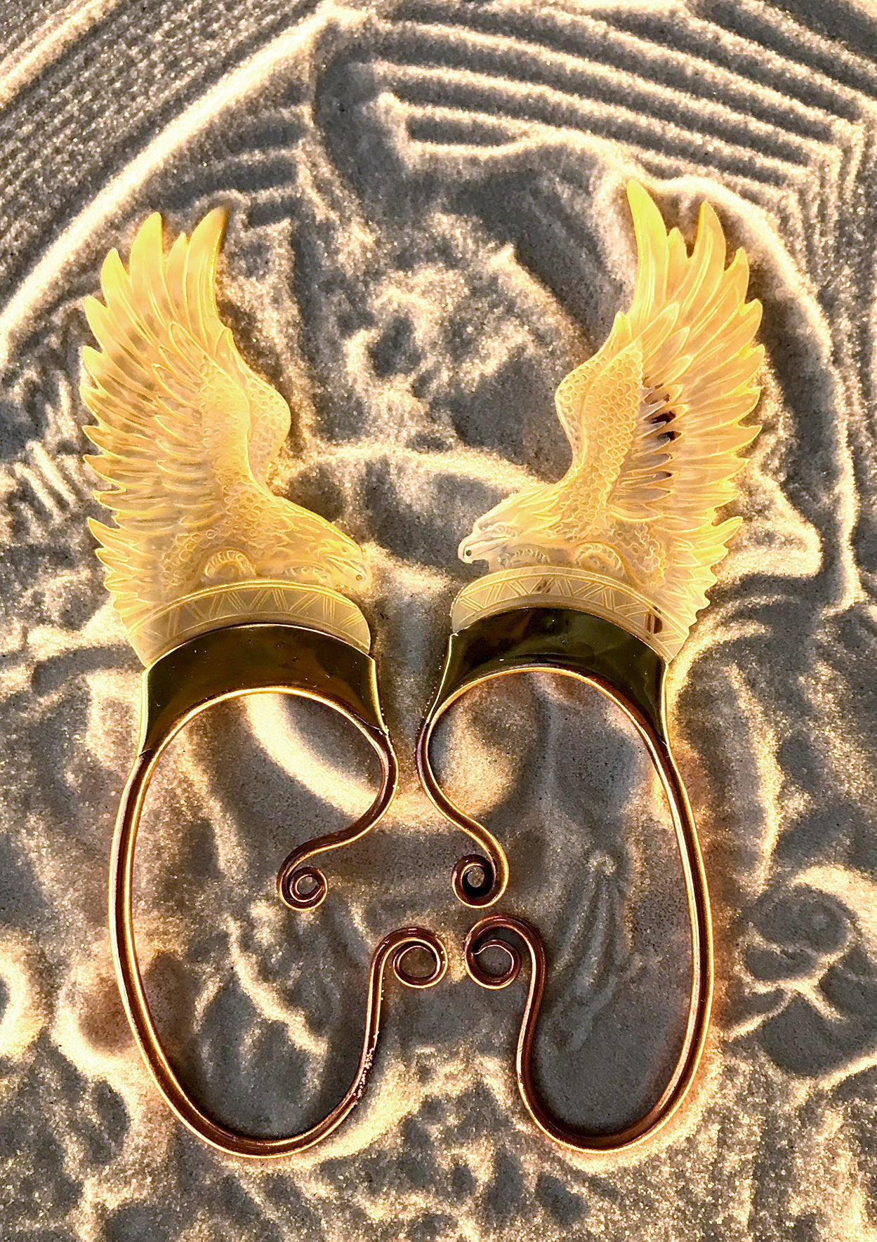 Eagle Wing Ear Cuffs - Light Mother of Pearl