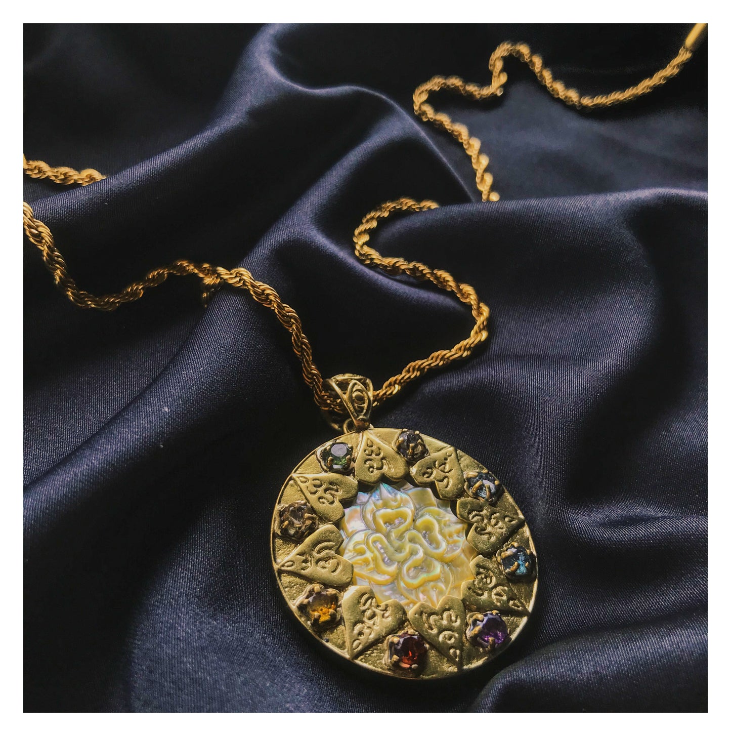 Compass of Love Pendant - Brass - Light Mother of Pearl
