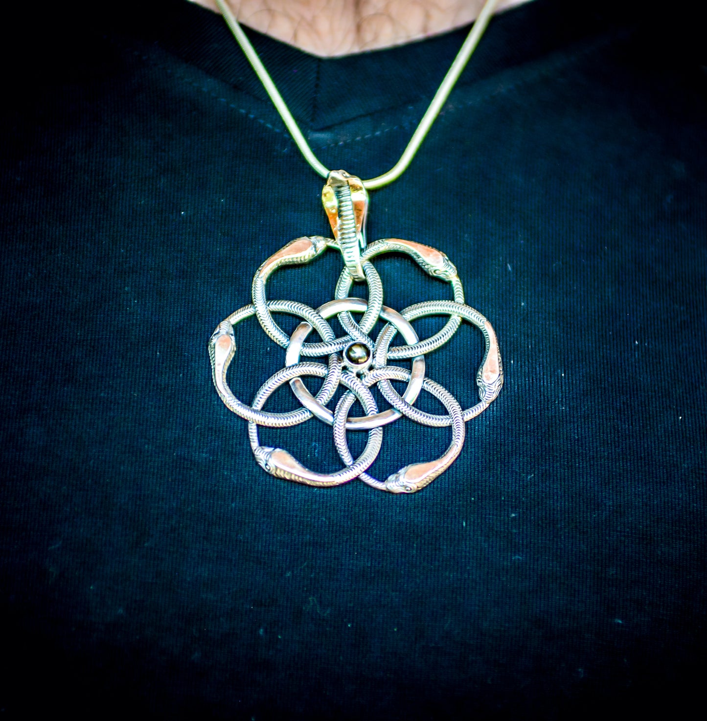 Flower of Life with Serpents Pendant