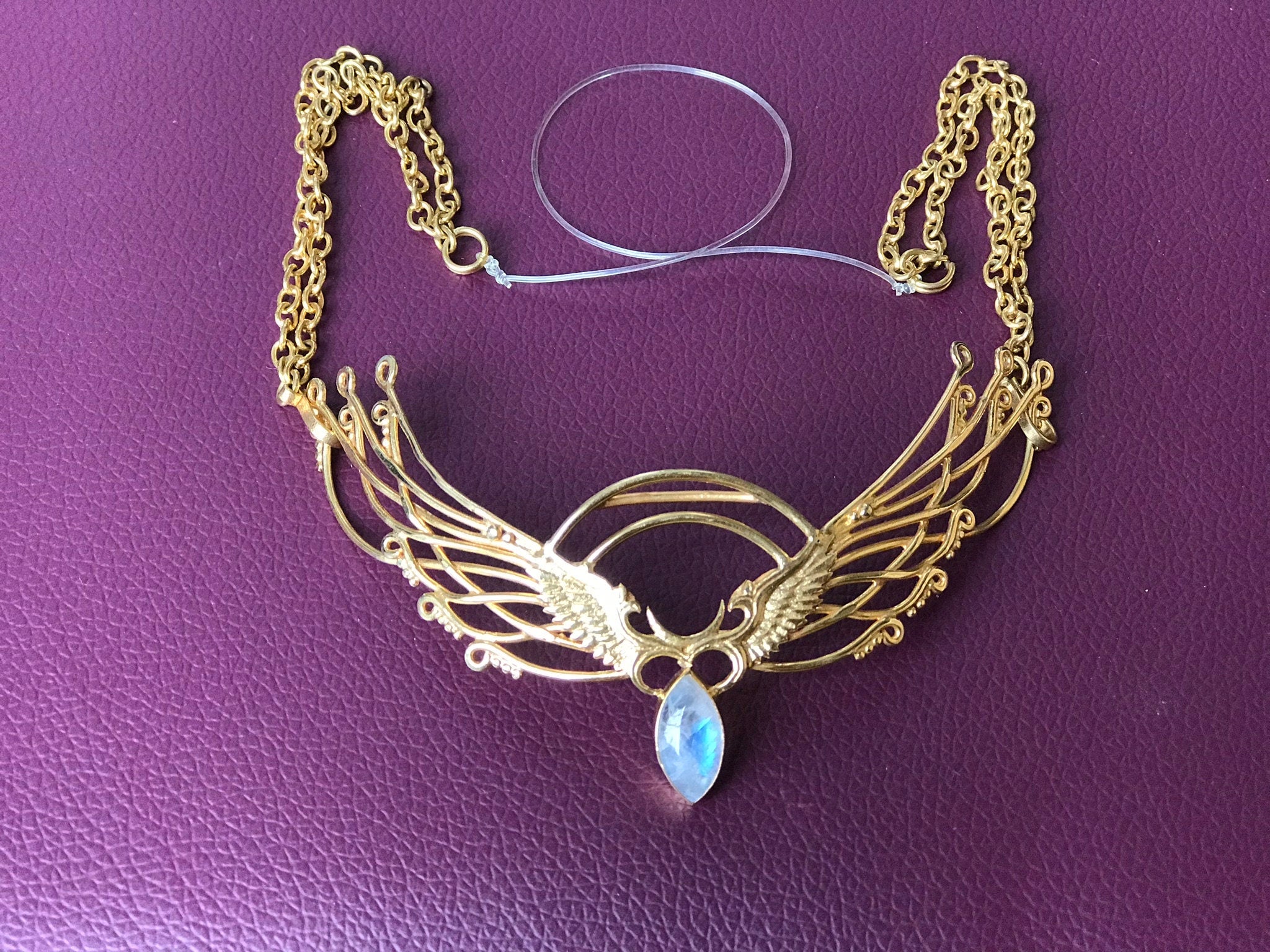 Wing Tiara - 24K Gold orders Plated - Rainbow Moonstone