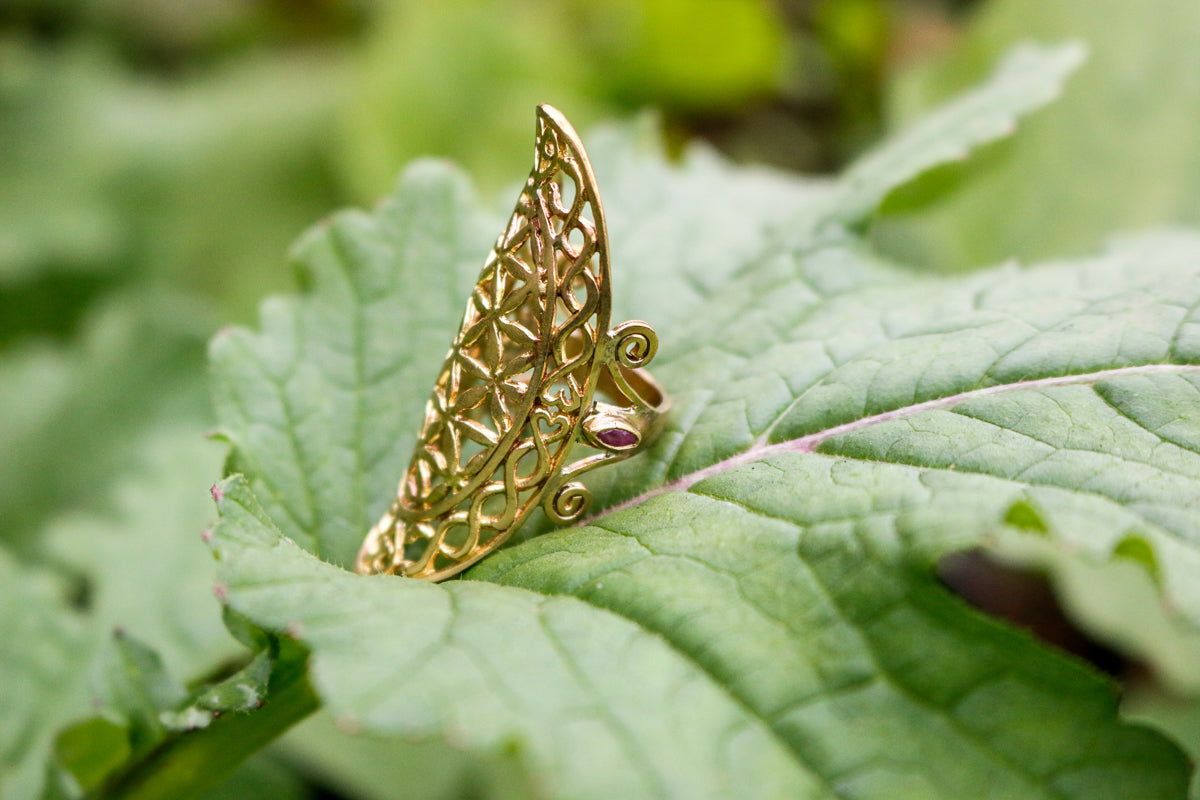 Flower of Life Ring - Long - Brass