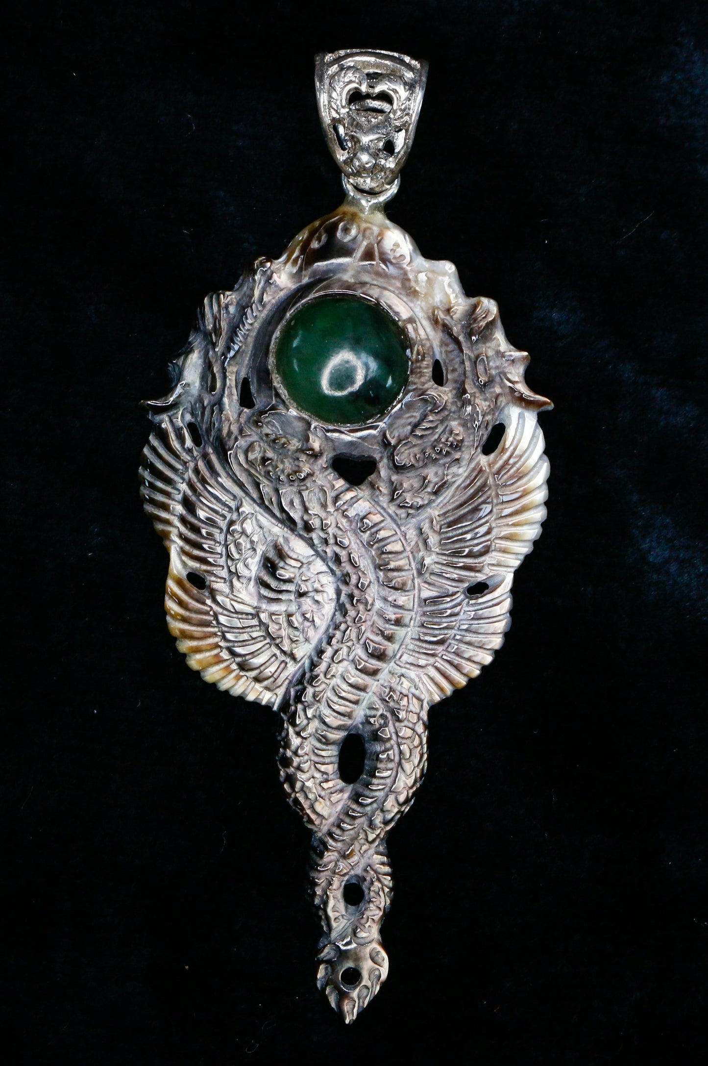 Kundalini Dragon Pendant - Dark Mother of Pearl