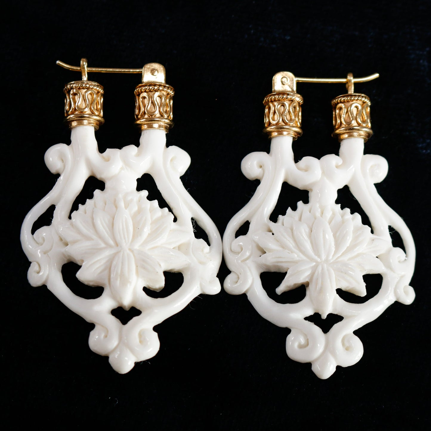 Lotus Earrings - Bone - 24K Gold Plated Bail