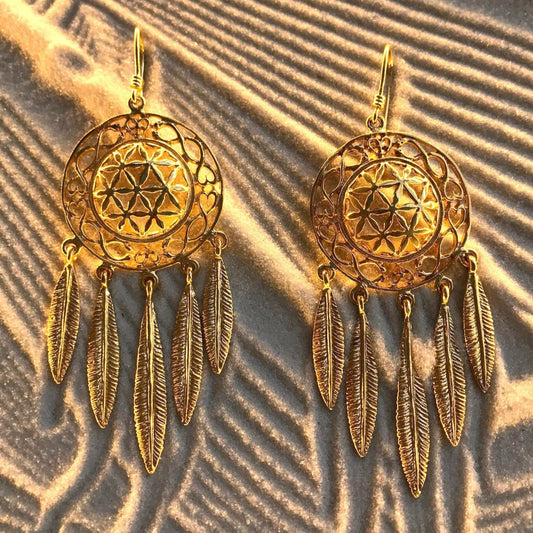 flower of life dreamcatcher earrings